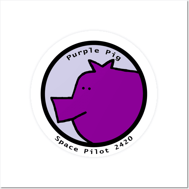 Portrait of Space Pilot Purple Pig Wall Art by ellenhenryart